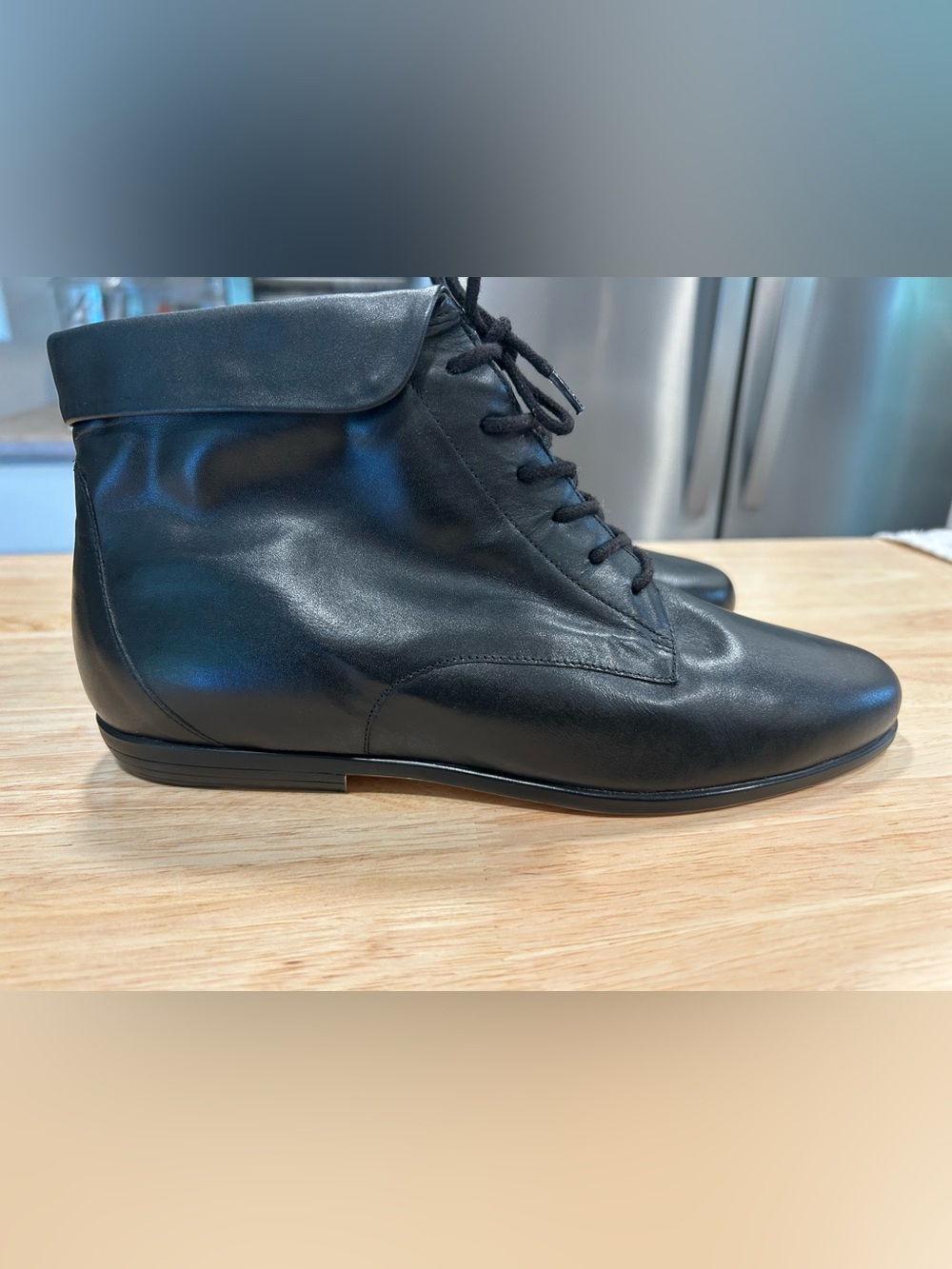 New! Nine West Black Leather Lace-Up Boots Size 8